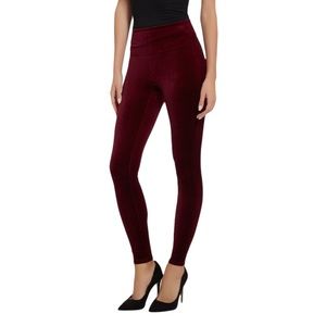 Spanx Burgundy Maroon Velour Leggings Size Medium